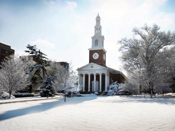 Photo of Memorial Hall in the snow